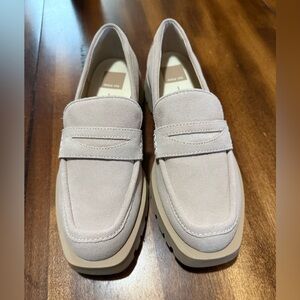 Dolce Vita Neutral Chunky Platform Elias Dune Suede Leather Loafers 8.5